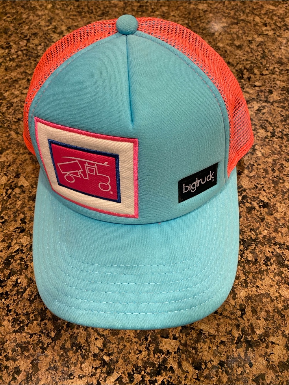Big Truck  Kids Light Blue Front with Coral Mesh Trucker Hat
